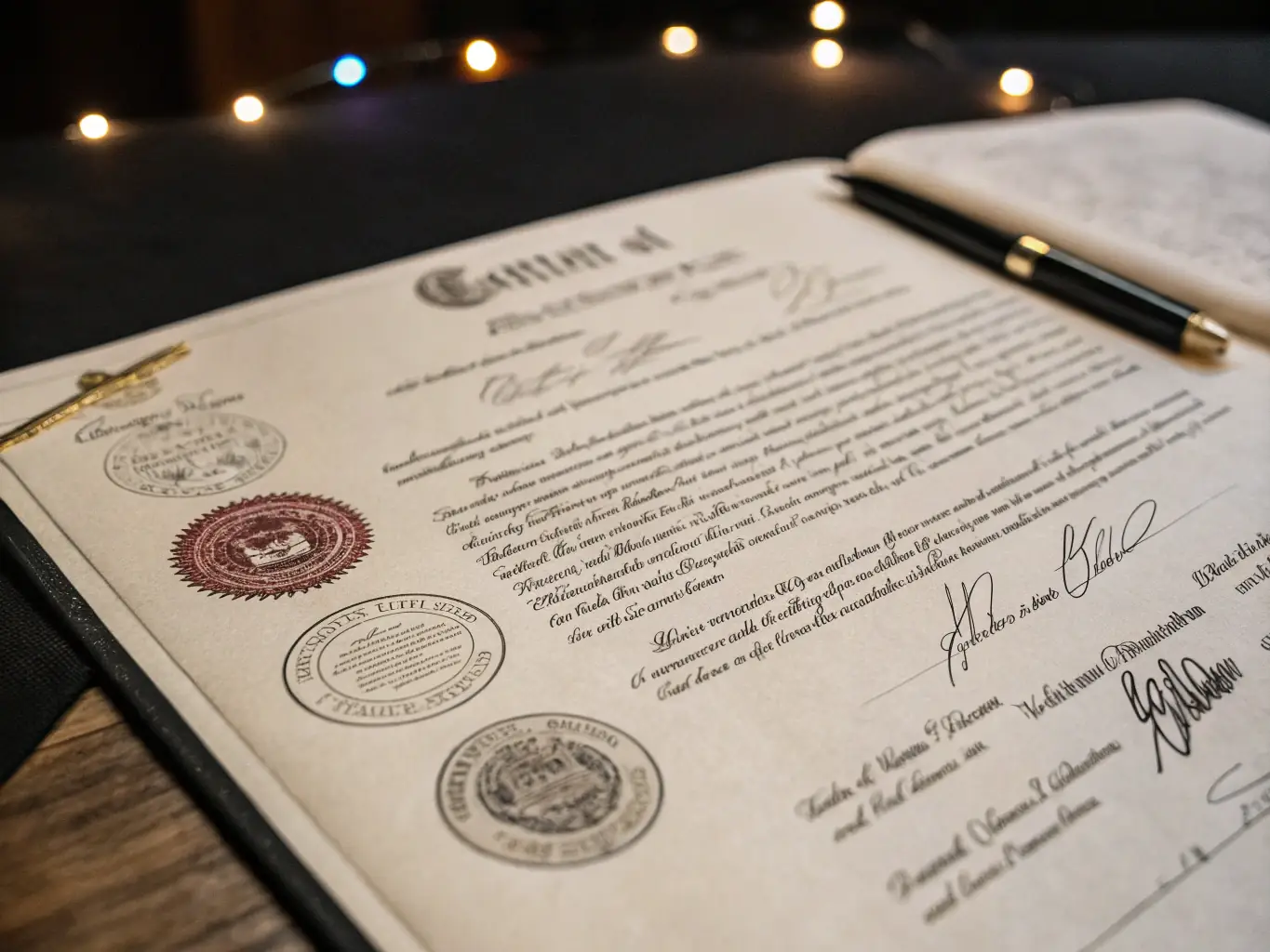 A professional photo of a Mexican legal document with official seals, symbolizing the firm's expertise in handling legal documentation in Mexico.