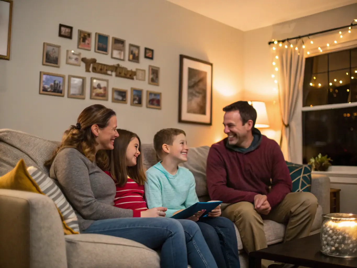 An image depicting a family in a warm, supportive setting, with subtle Mexican cultural elements, representing family law and inheritance matters.