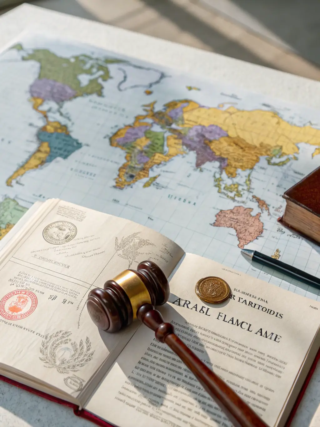 A gavel resting on a map of Mexico, symbolizing legal authority and jurisdiction.
