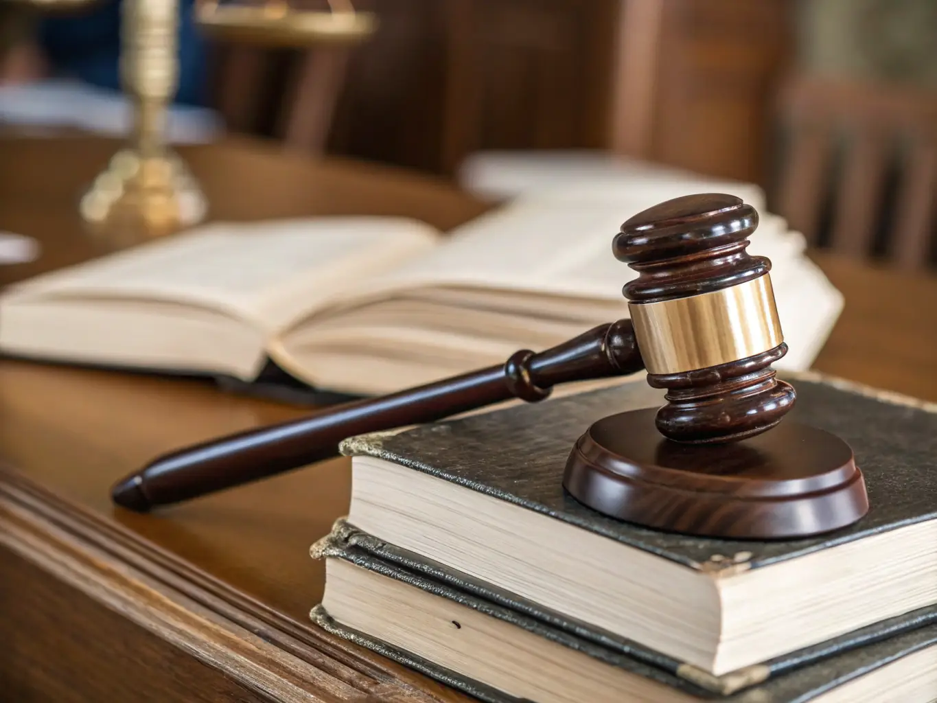A gavel resting on a stack of legal documents with both the U.S. and Mexican flags subtly placed in the background, representing the firm's expertise in cross-border legal matters.